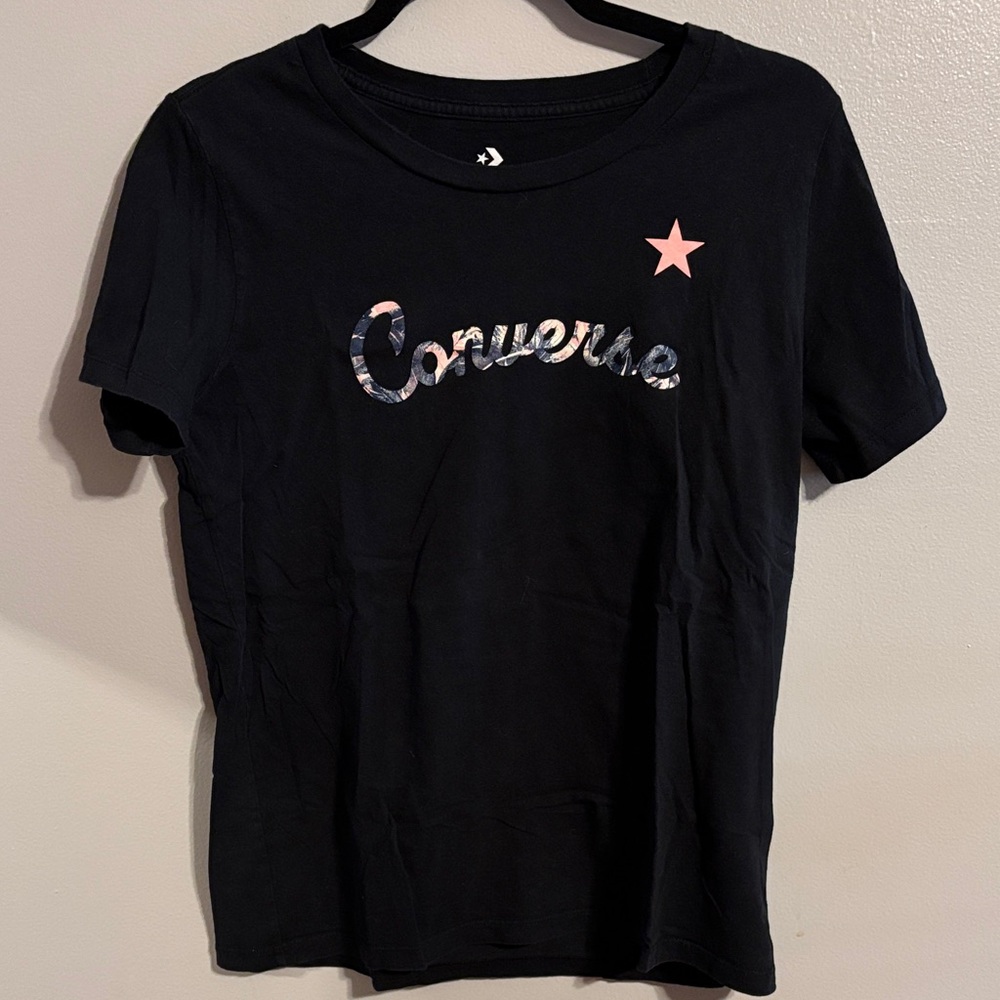 Converse Black Tee with Pink Accent